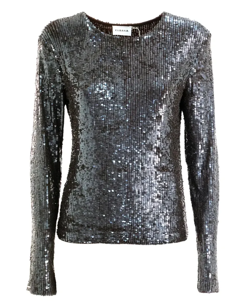 P.A.R.O.S.H. P.A.R.O H. Langarmshirt mit Pailletten - Grau Grau