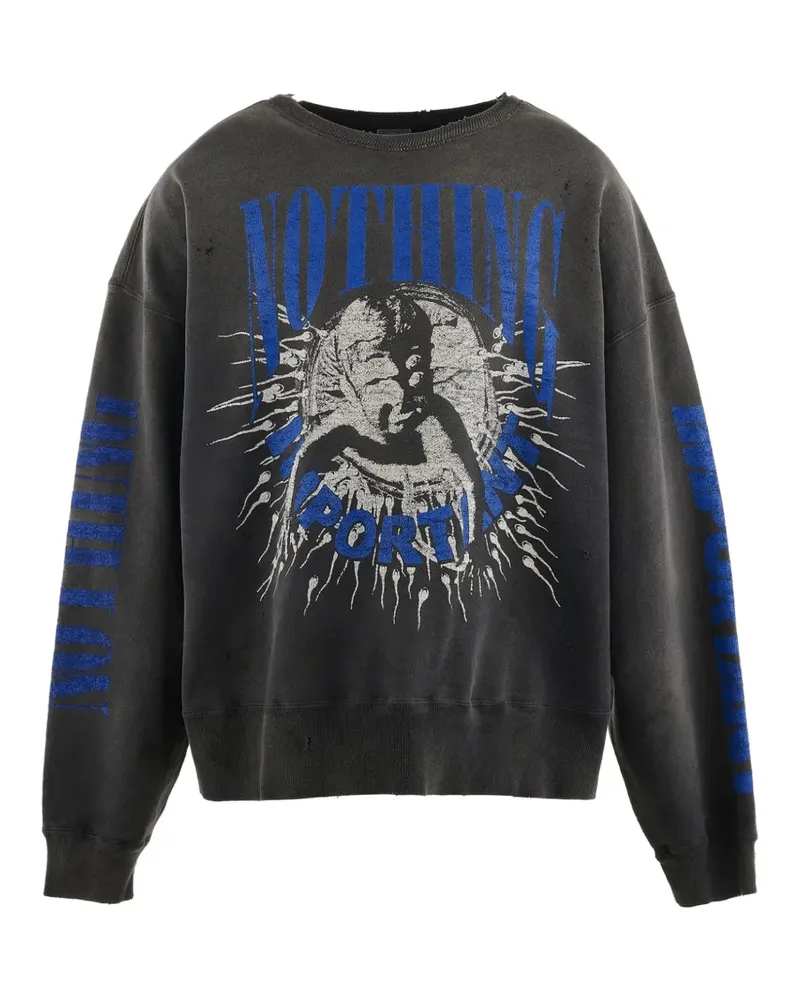 SAINT MXXXXXX distressed graphic-print sweatshirt - Grau Grau