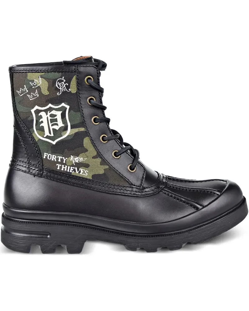 Ralph Lauren Schnürstiefel mit Camouflage-Einsatz - Schwarz Schwarz