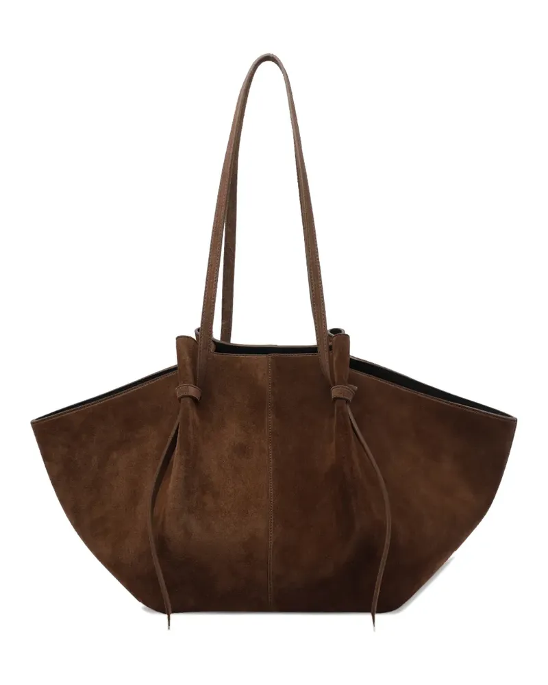 YUZEFI large Mochi suede shoulder bag - Braun Braun