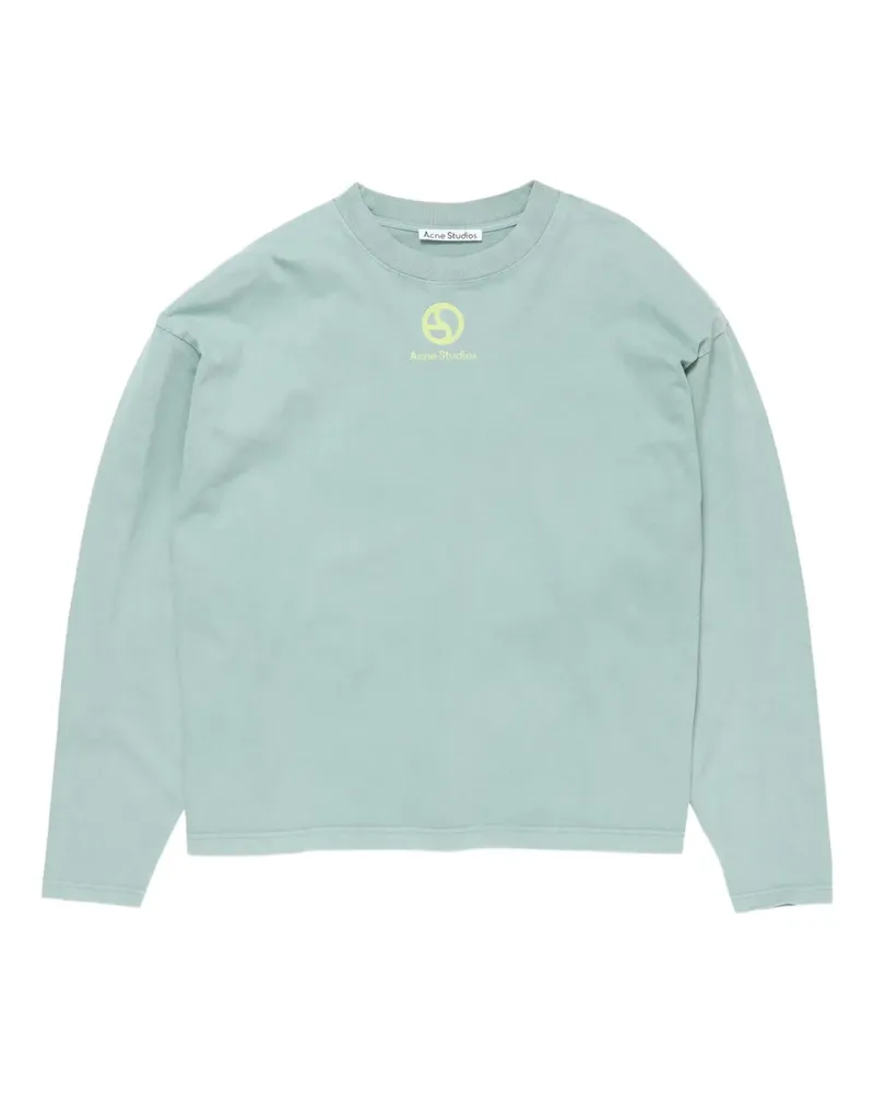 Acne Studios Langarmshirt mit Logo-Print - Grün Grün
