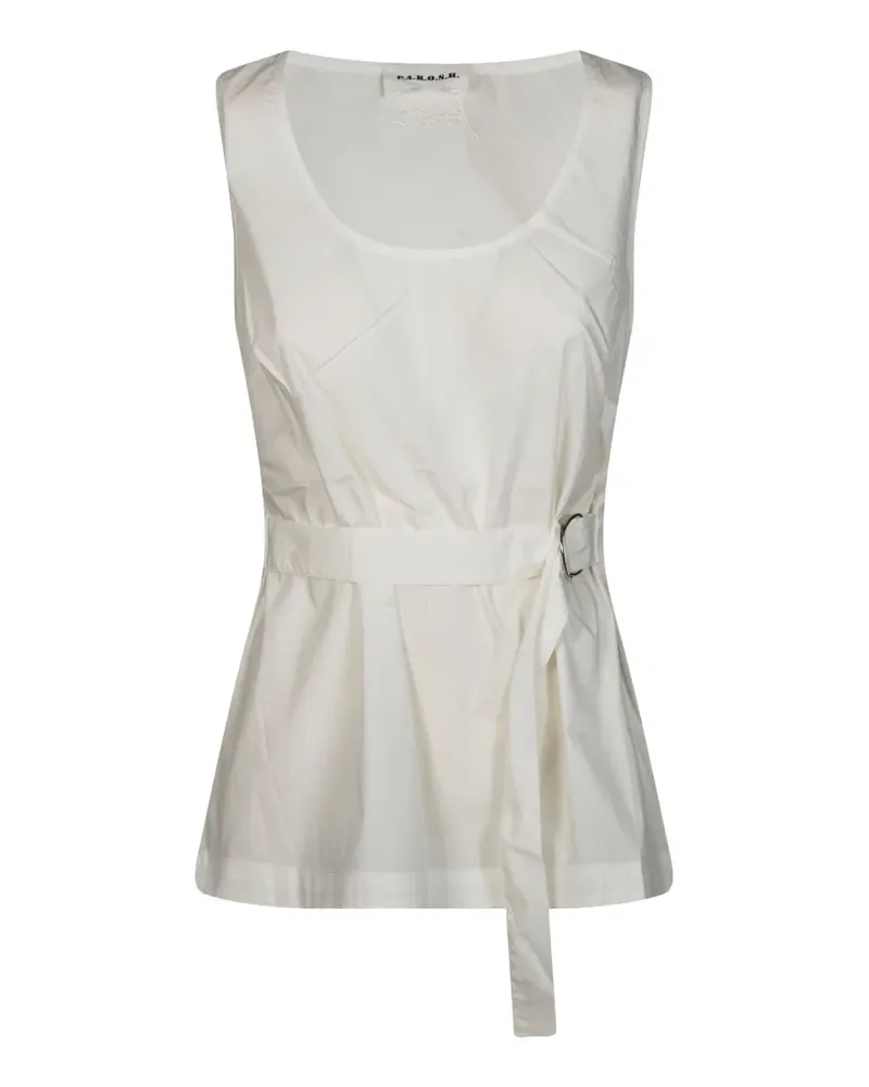 P.A.R.O.S.H. P.A.R.O H. Bestickte Bluse mit Gürtel - Weiß Weiß
