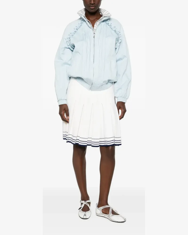SHUSHU/TONG pleated striped-trim mini skirt - Nude Nude