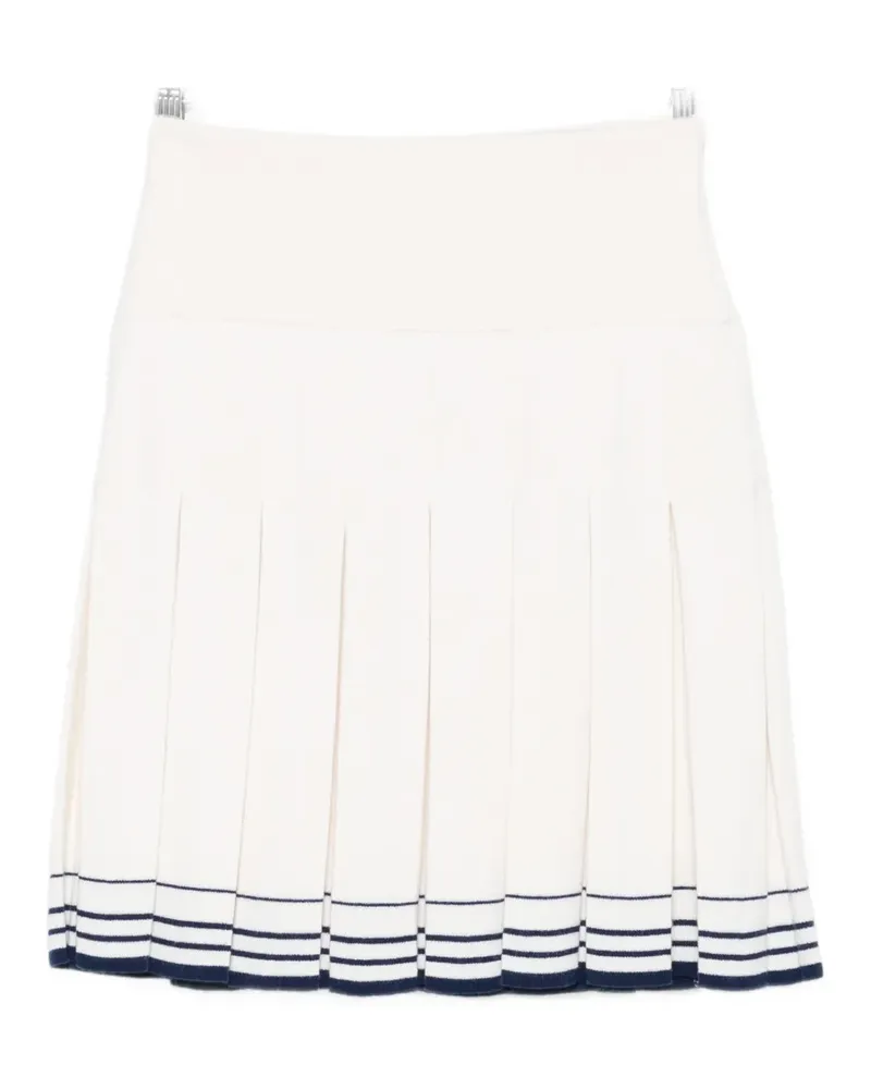 SHUSHU/TONG pleated striped-trim mini skirt - Nude Nude