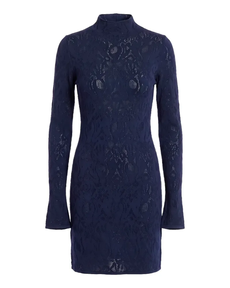 Dondup Langärmeliges Minikleid aus Lochstrick - Blau Blau