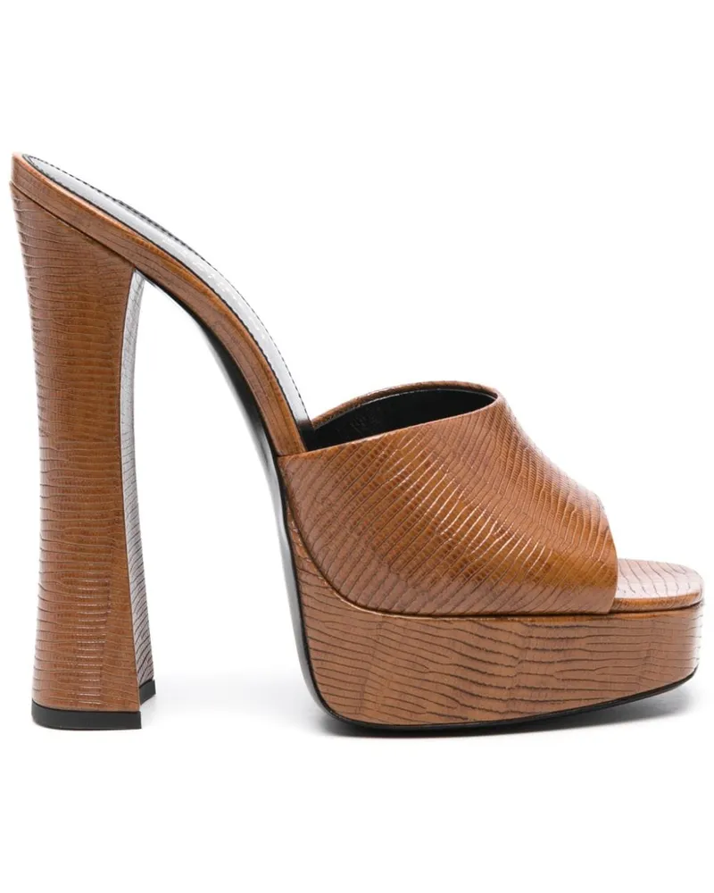 Saint Laurent Mules mit Eidechsen-Effekt 145mm - Nude Nude