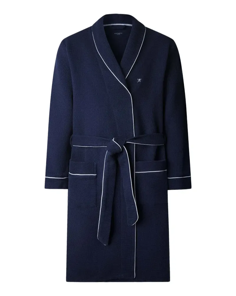 Hackett Bestickter Morgenmantel mit Waffelmuster - Blau Blau