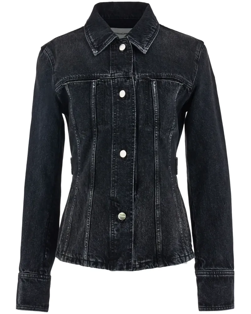 Ferragamo Jeansjacke mit Logo-Patch - Schwarz Schwarz