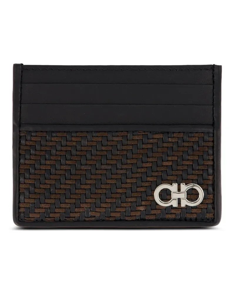 Ferragamo Gancini woven-panel card case - Schwarz Schwarz