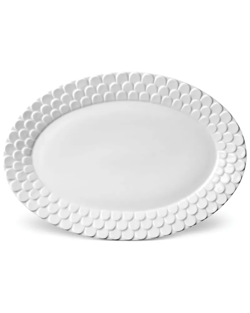 L’OBJET Ovaler Aegean Teller (38cm x 27cm) - Weiß Weiß