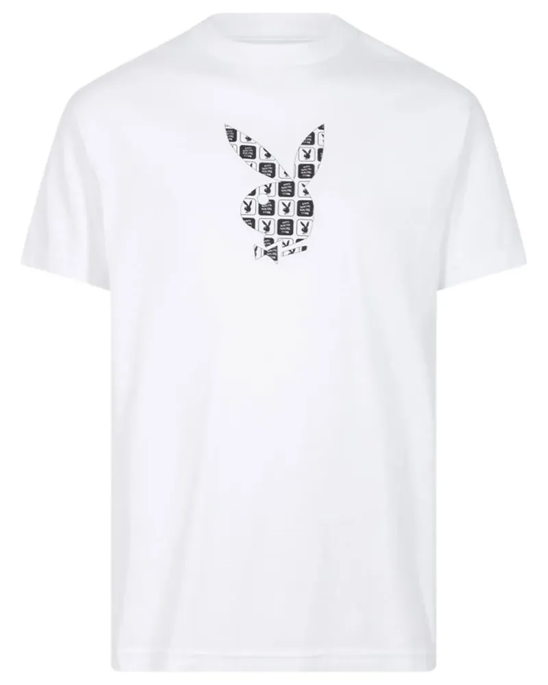 Anti Social Social Club x Playboy T-Shirt mit Schachbrettmuster - Weiß Weiß