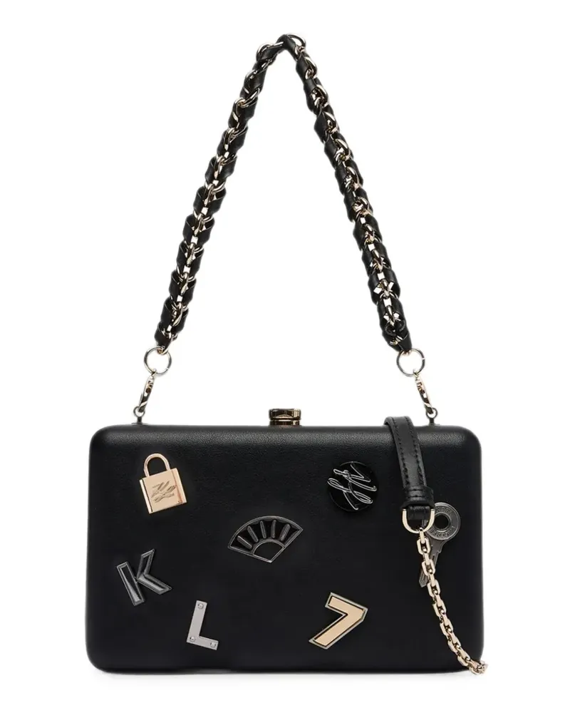 Karl Lagerfeld K/Soirée Minaudière Clutch mit Anstecknadel - Schwarz Schwarz