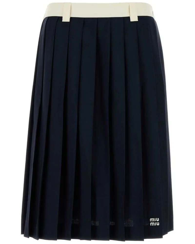 Miu Miu Midirock mit Falten - Blau Blau