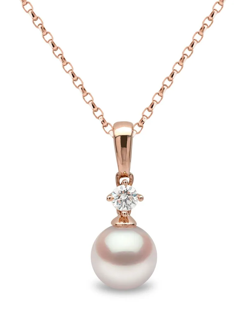 YOKO London 18kt Weißgoldhalskette mit Perlen - Rosa Rosa