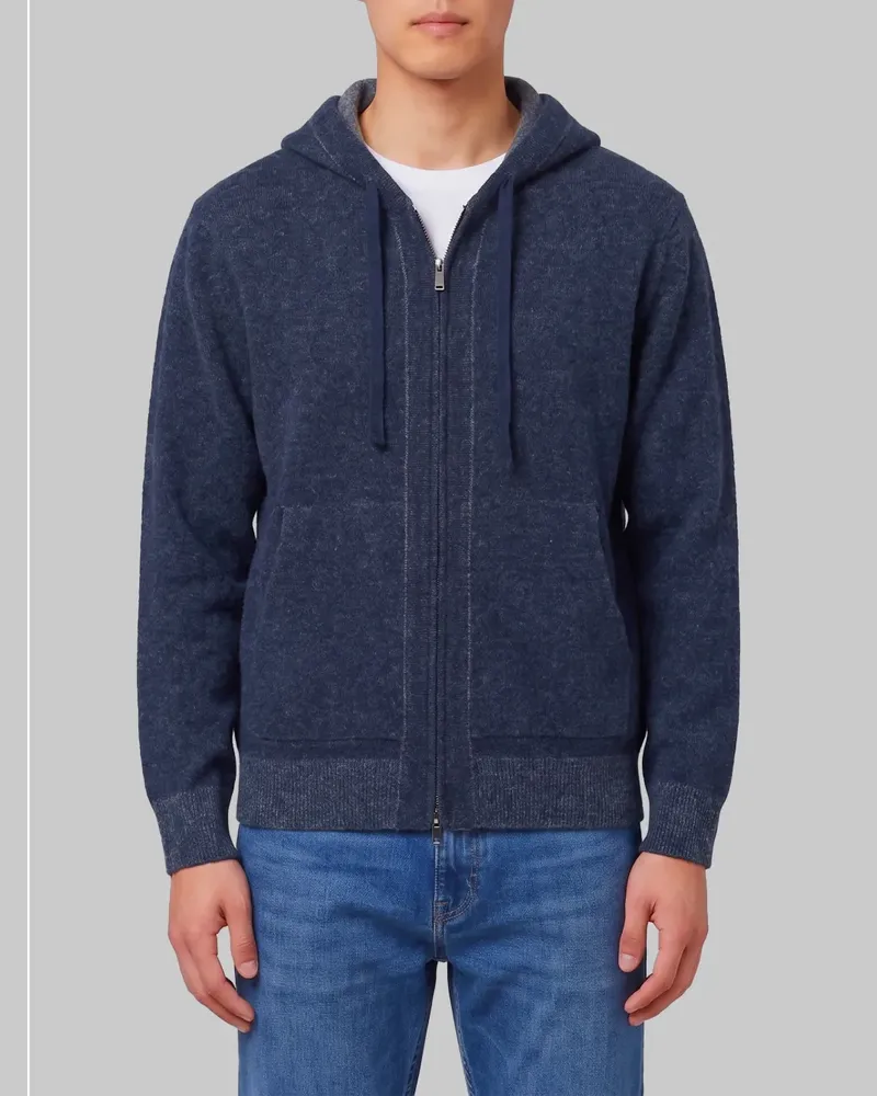 Roberto Collina merino wool zip-up hoodie - Blau Blau
