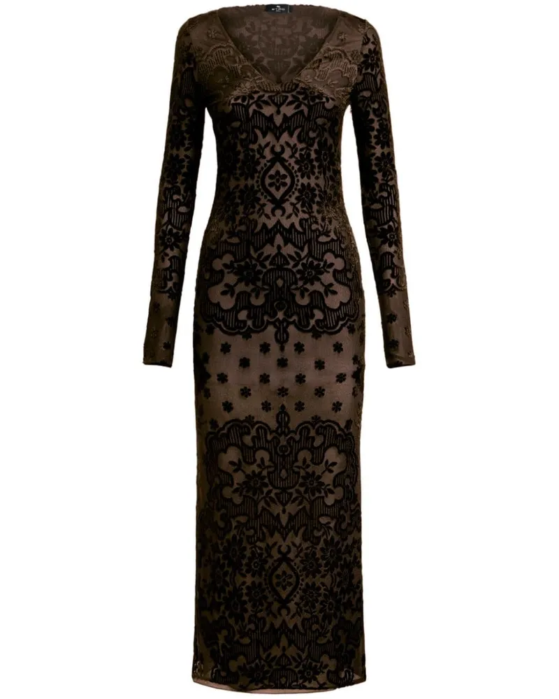 Etro paisley velvet dress Schwarz