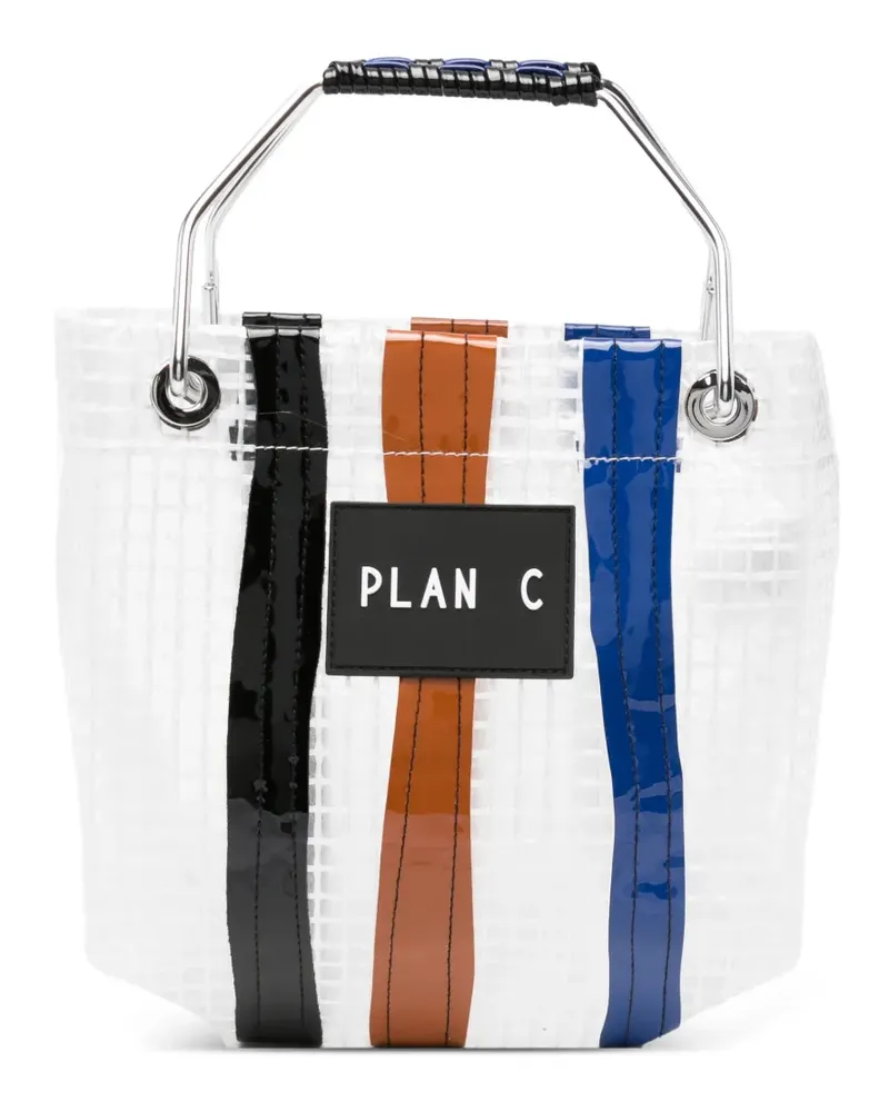 PLAN C striped tote bag - Weiß Weiß
