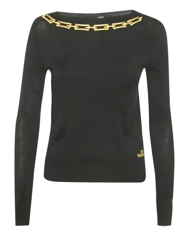 Moschino Langarmshirt mit Logo-Stickerei - Schwarz Schwarz