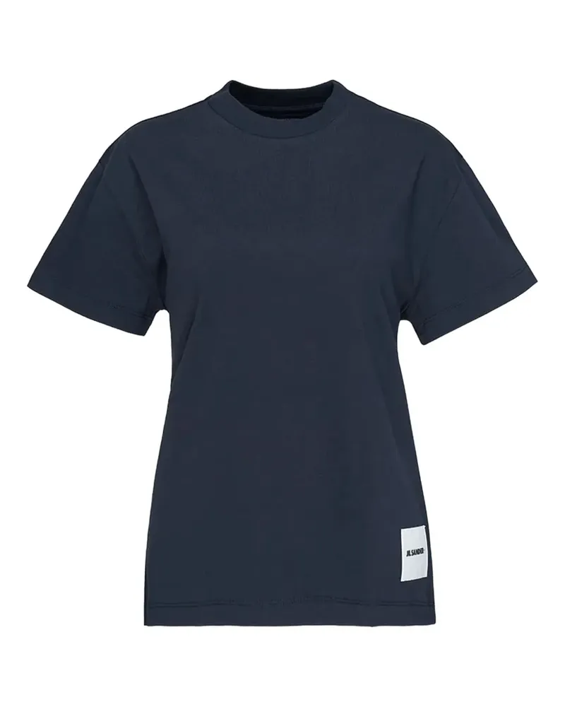 Jil Sander T-Shirt mit Logo-Patch - Blau Blau
