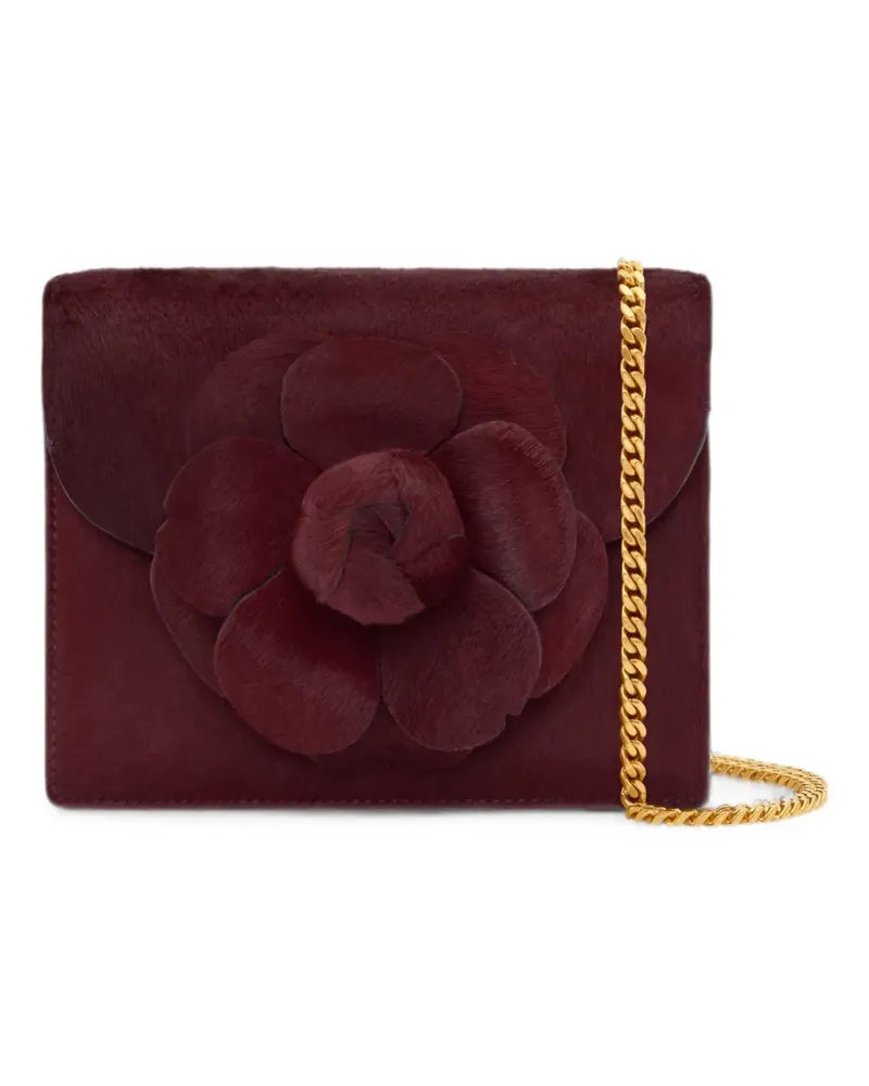 Oscar de la Renta Mini TRO Clutch mit Blumenapplikation - Rot Rot
