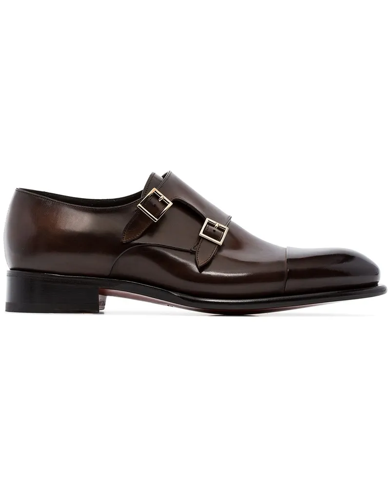 Santoni Monk-Schuhe mit doppeltem Riemen - Braun Braun