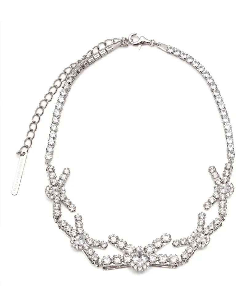 SHUSHU/TONG Halskette mit Kristallverzierung Metallic