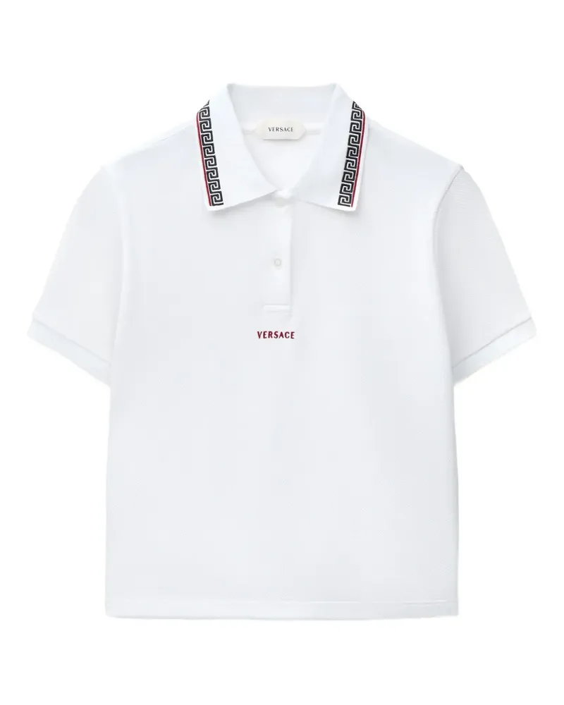 Versace embroidered-logo cotton piqué polo - Weiß Weiß