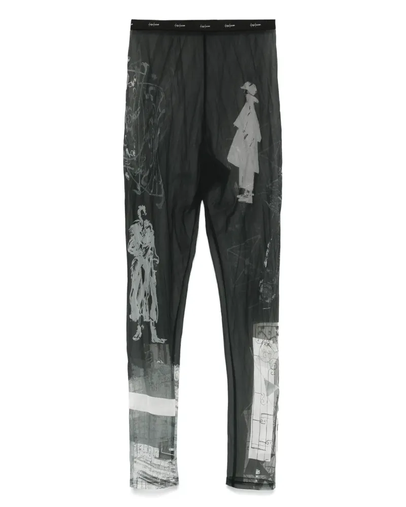 Yohji Yamamoto Hose mit transparenter Spitze - Schwarz Schwarz