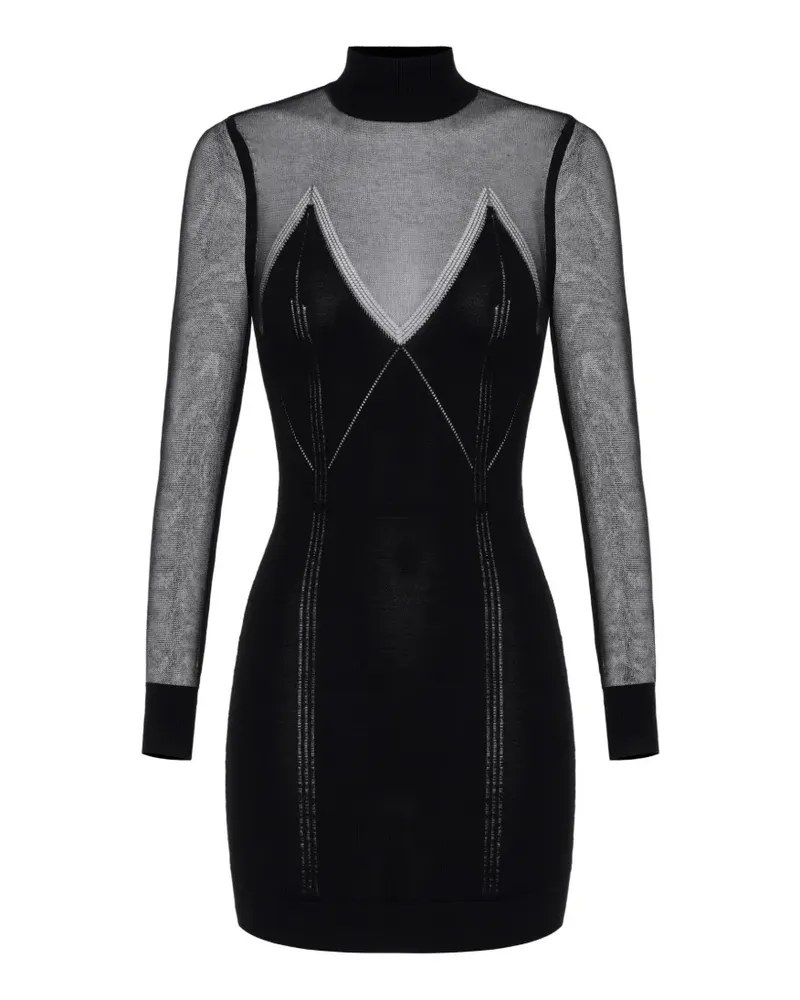 Elisabetta Franchi Langärmeliges Minikleid - Schwarz Schwarz