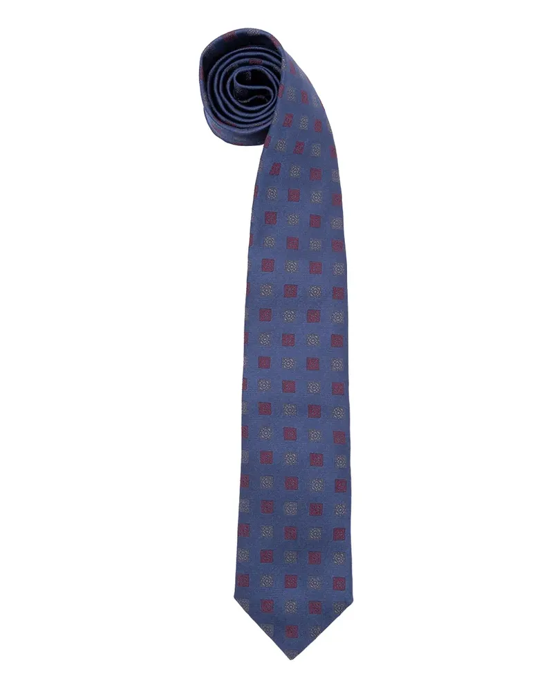 Brunello Cucinelli square-pattern silk tie - Blau Blau