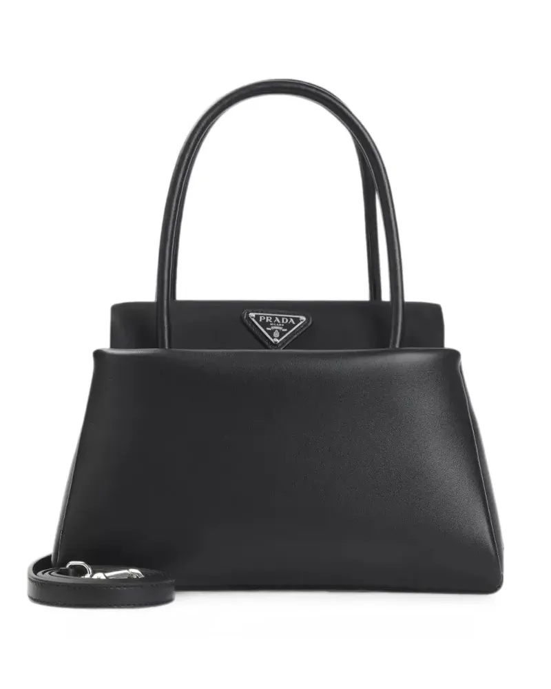 Prada logo-plaque leather shoulder bag - Schwarz Schwarz