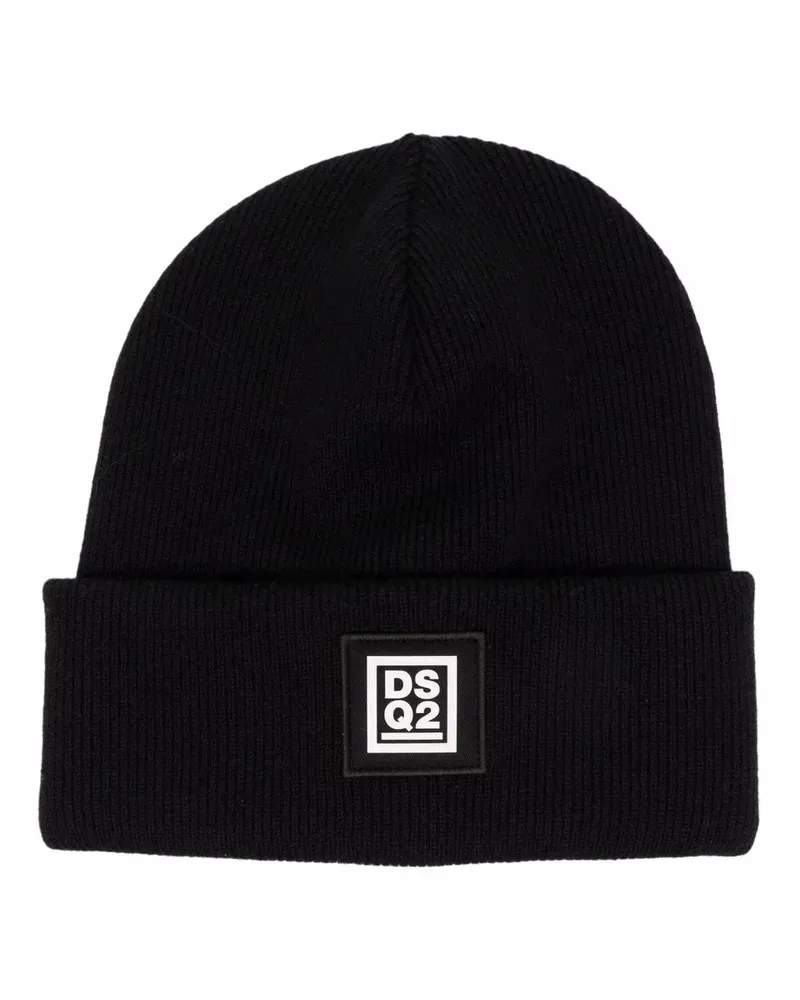 Dsquared2 Mütze mit Logo-Patch - Schwarz Schwarz