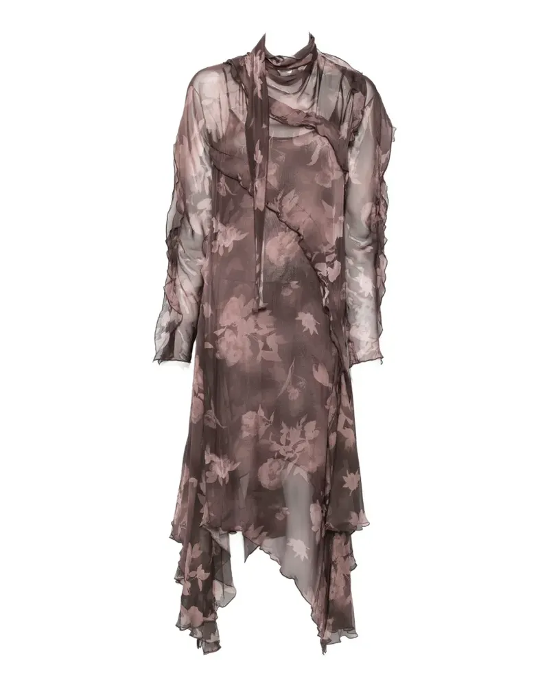 Diesel floral-print ruffled midi dress - Braun Braun