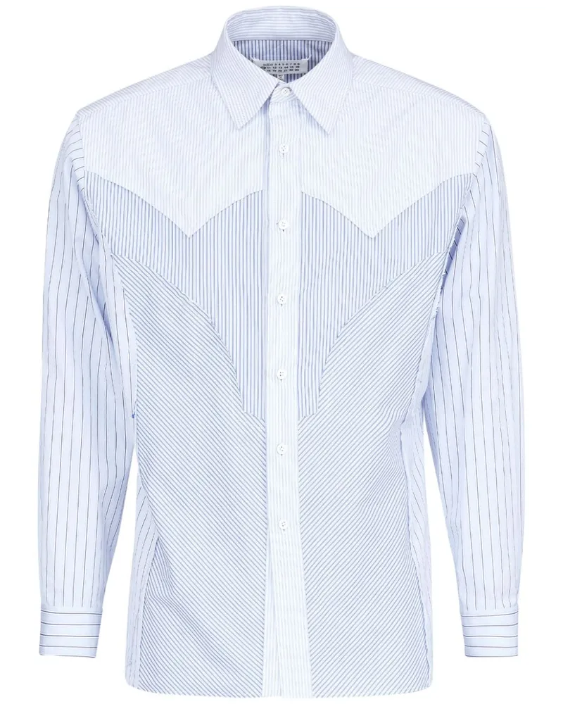Maison Margiela Gestreiftes Hemd mit Kontrasteinsatz - Blau Blau