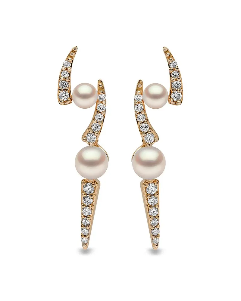 YOKO London 18kt Sleek Gelbgoldohrringe mit Akoya-Perlen und Diamanten Gold