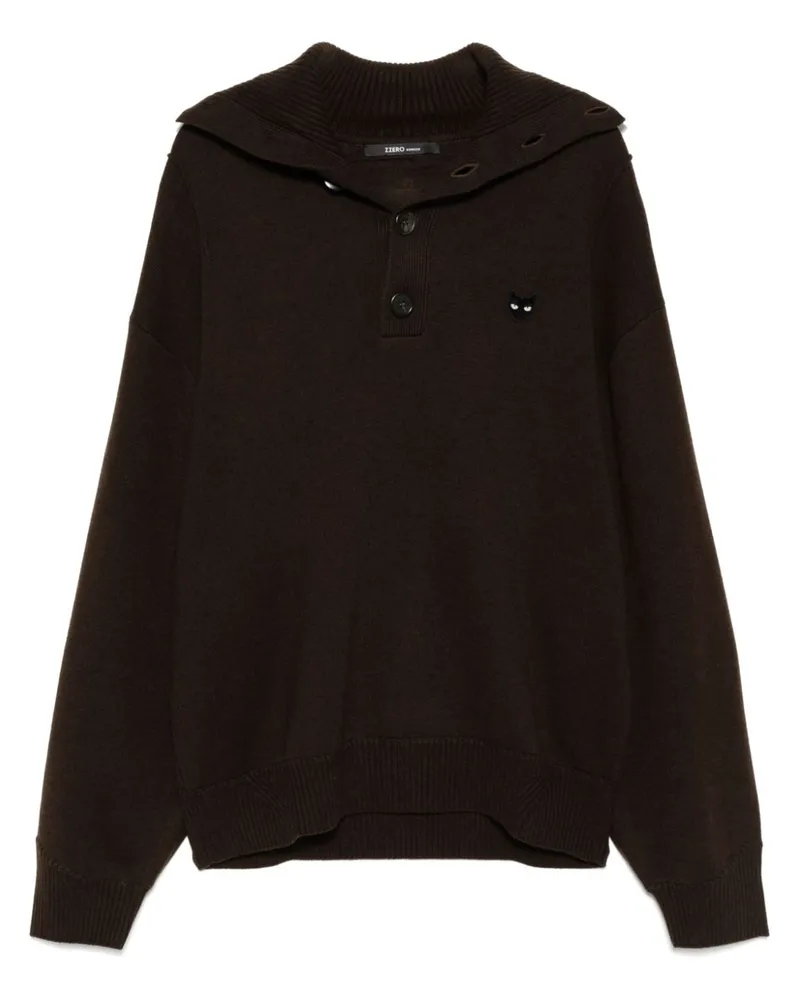 SONGZIO Panther Hand Pullover mit Stehkragen - Braun Braun