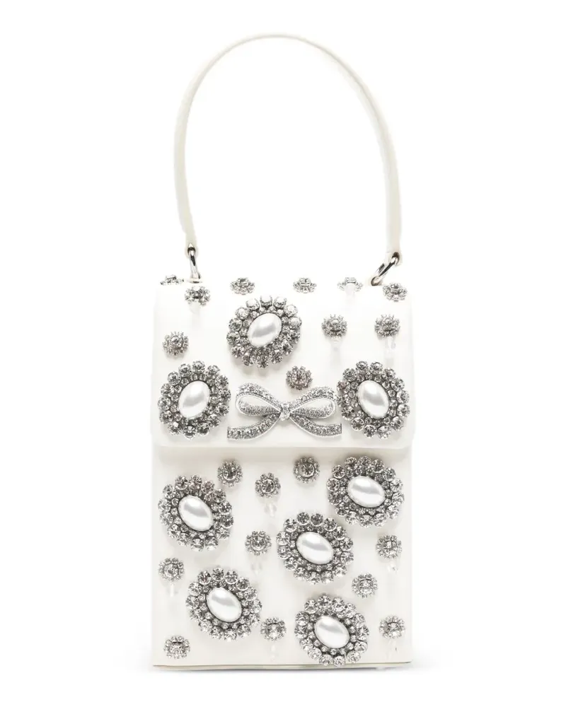 Self-Portrait bow-embellished tote bag - Nude Nude