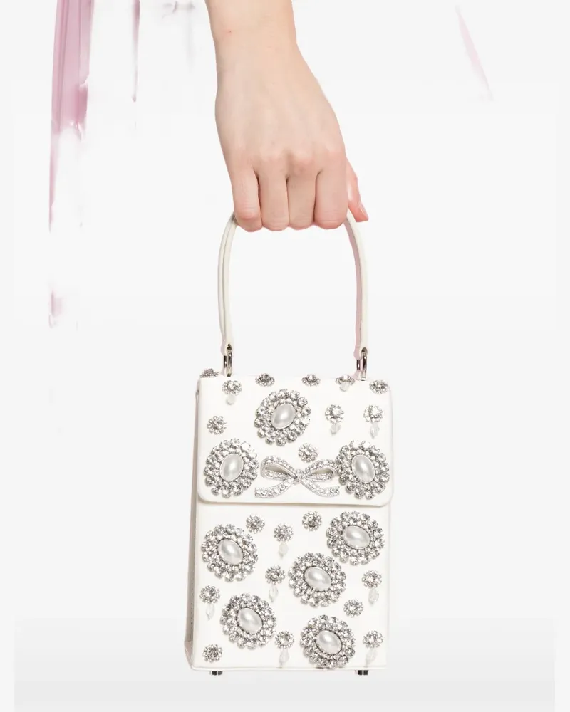 Self-Portrait bow-embellished tote bag - Nude Nude