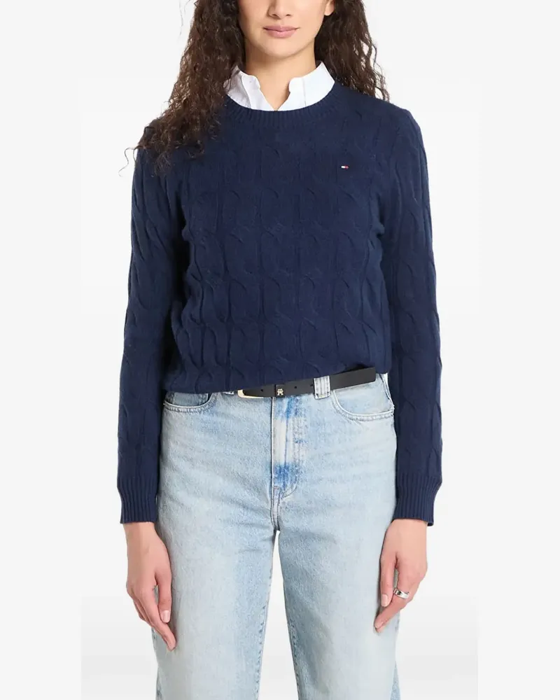 Tommy Hilfiger Pullover mit Zopfmuster - Blau Blau