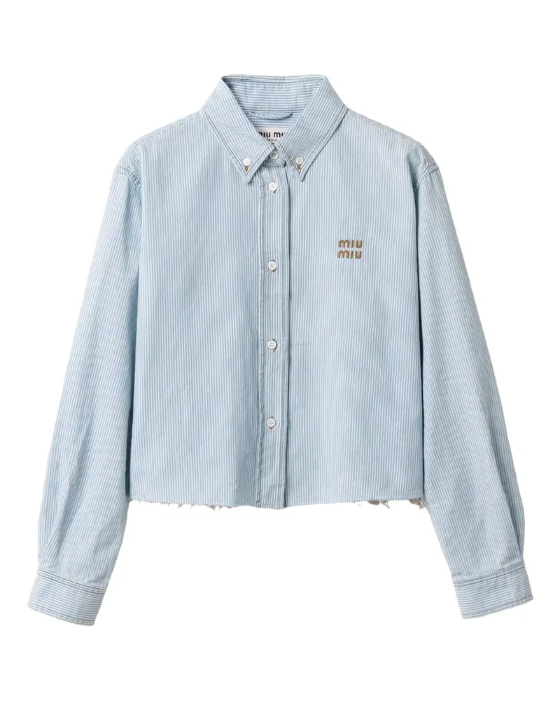 Miu Miu Gestreiftes Hemd mit ausgefransten Kanten - Blau Blau