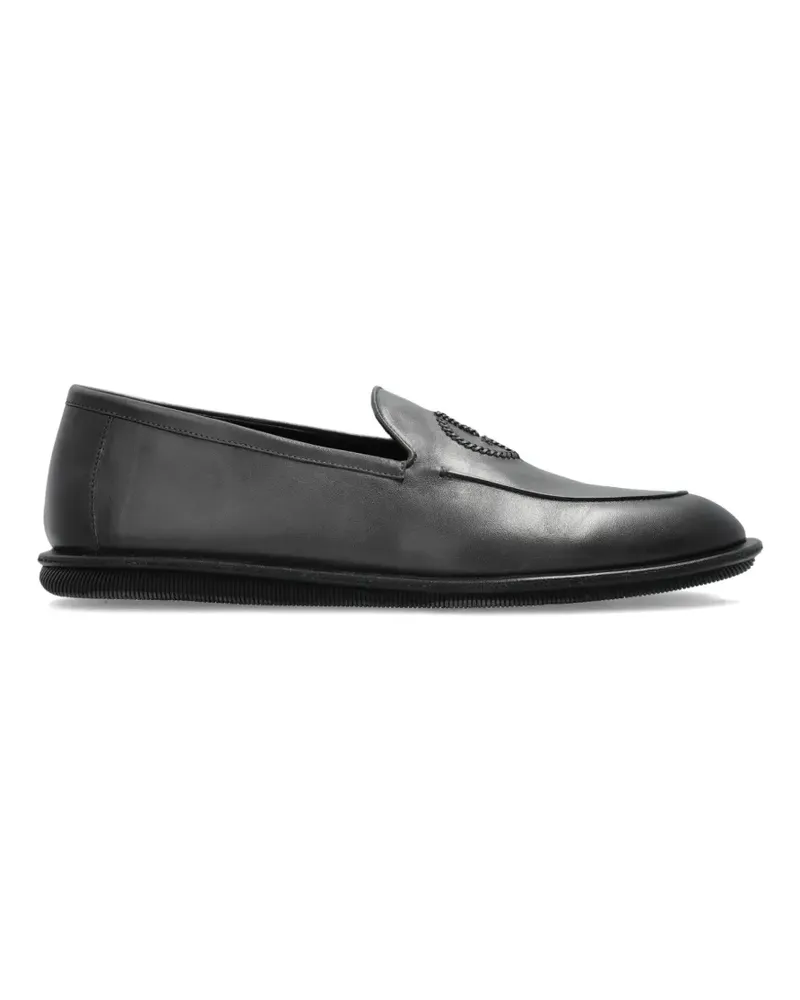 Giorgio Armani logo-embroidered leather loafers - Schwarz Schwarz