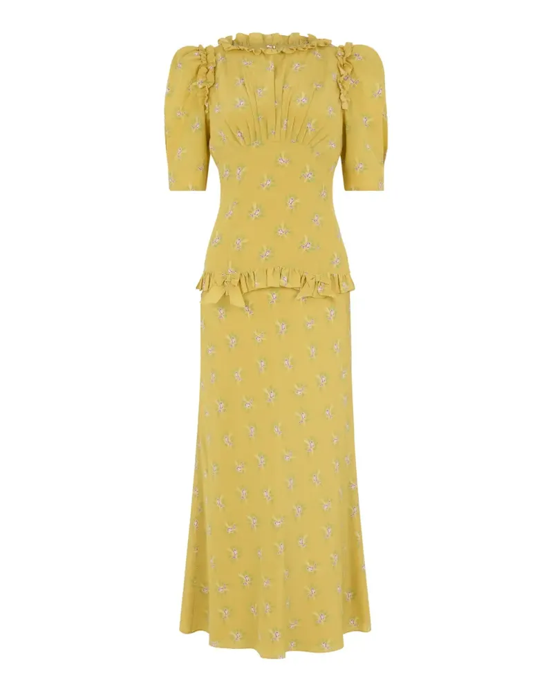 Alessandra Rich floral-print ruffled dress - Gelb Gelb