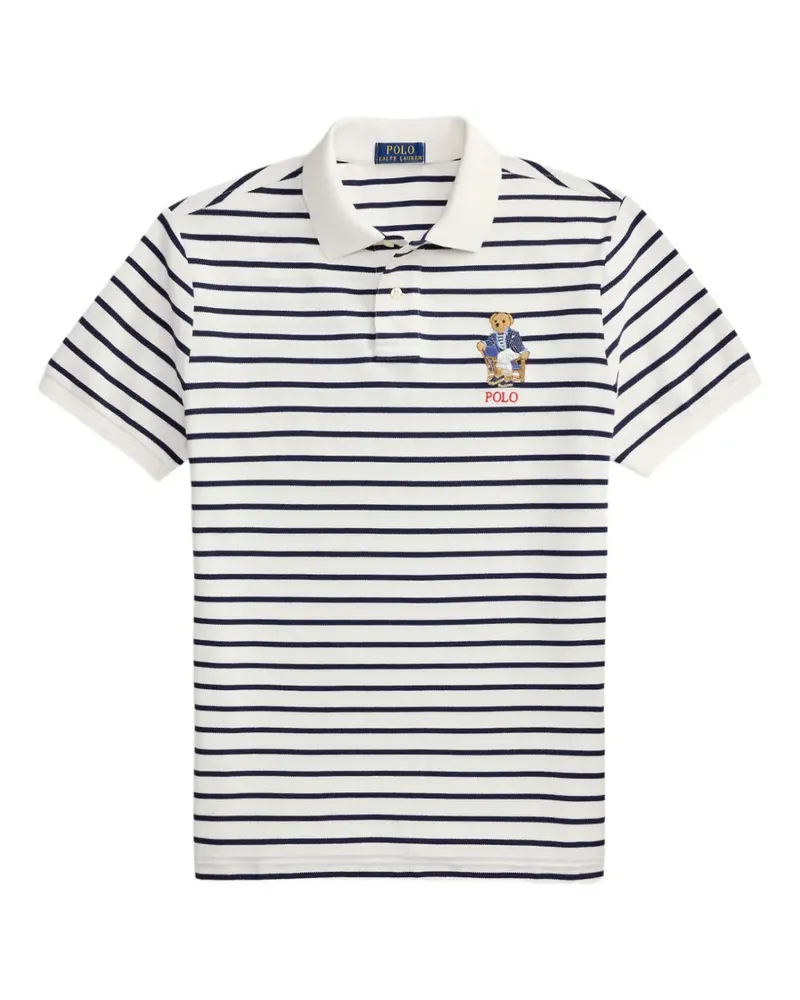 Ralph Lauren Gestreiftes Poloshirt mit Polo Bear - Weiß Weiß