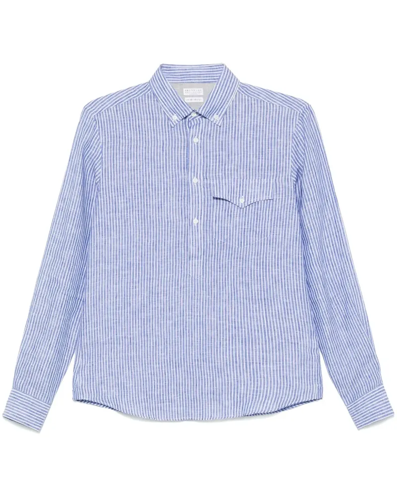 Brunello Cucinelli Gestreiftes Hemd - Blau Blau