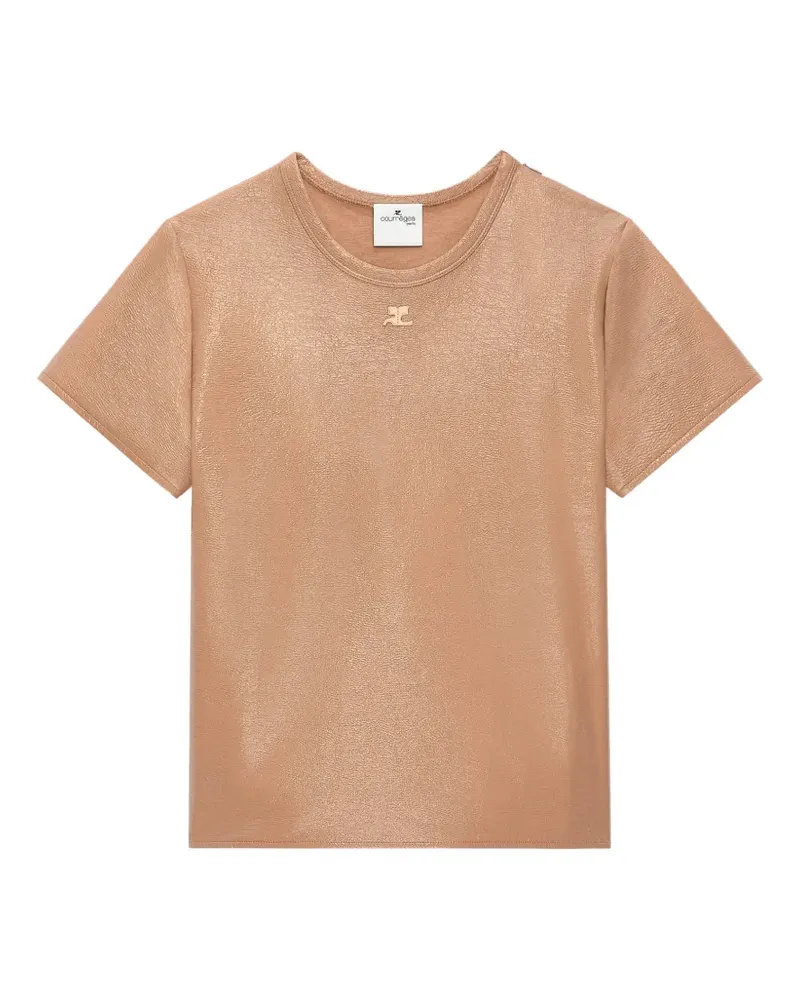 Courrèges Vinyl-T-Shirt mit Logo-Stickerei - Nude Nude