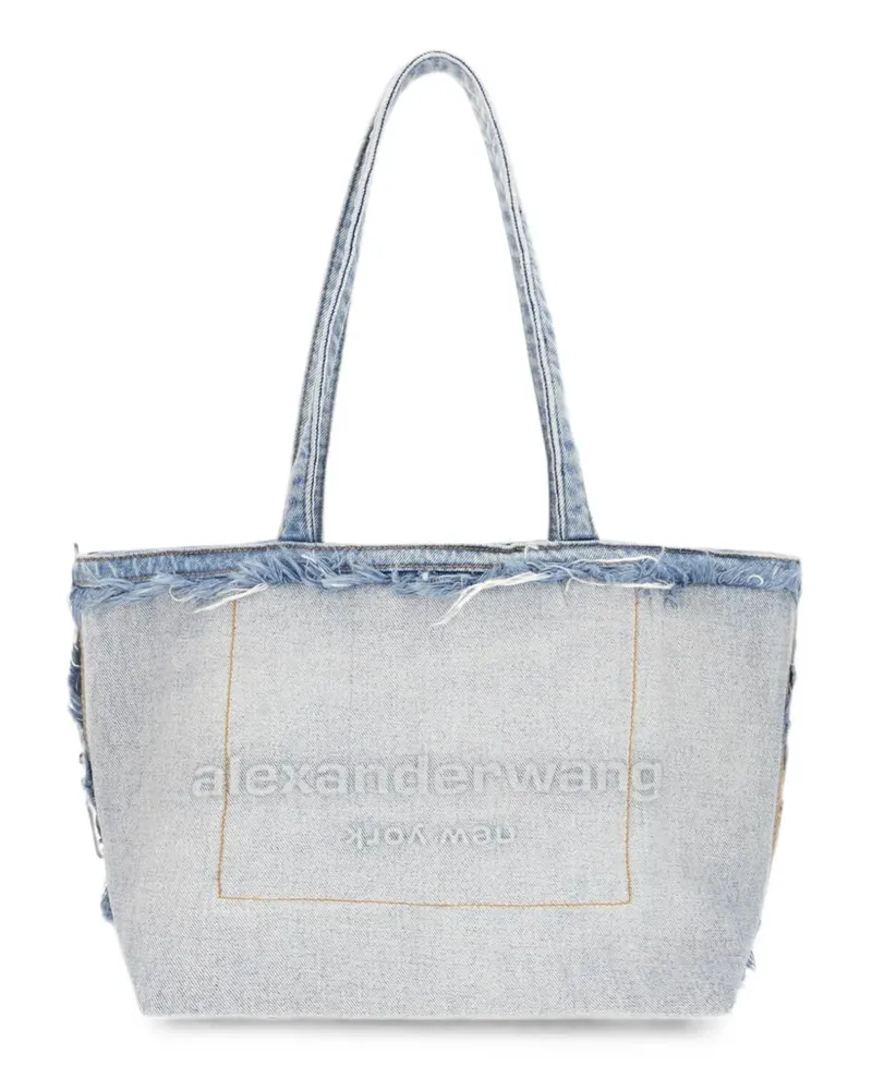 Alexander Wang logo-embossed frayed tote bag - Blau Blau