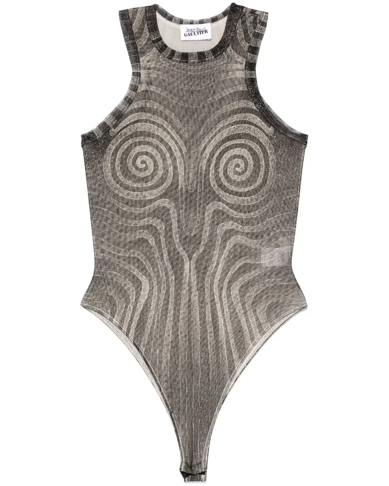 Jean Paul Gaultier Spiral Body aus Mesh - Schwarz Schwarz