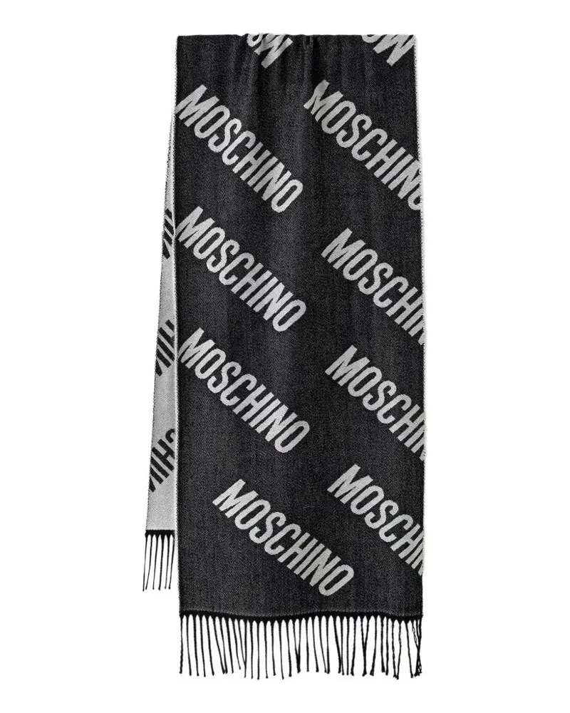 Moschino Intarsien-Schal mit Fransen - Schwarz Schwarz