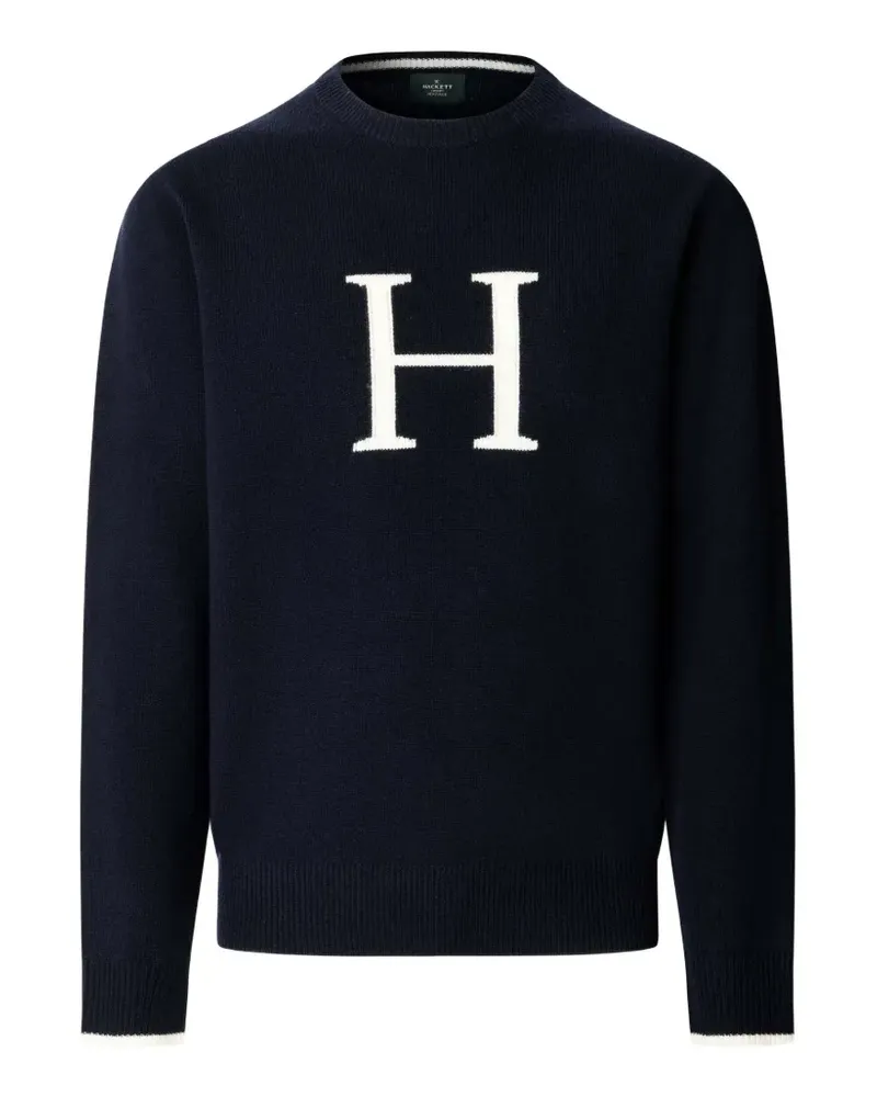 Hackett Merinopullover mit Logo-Strick - Blau Blau