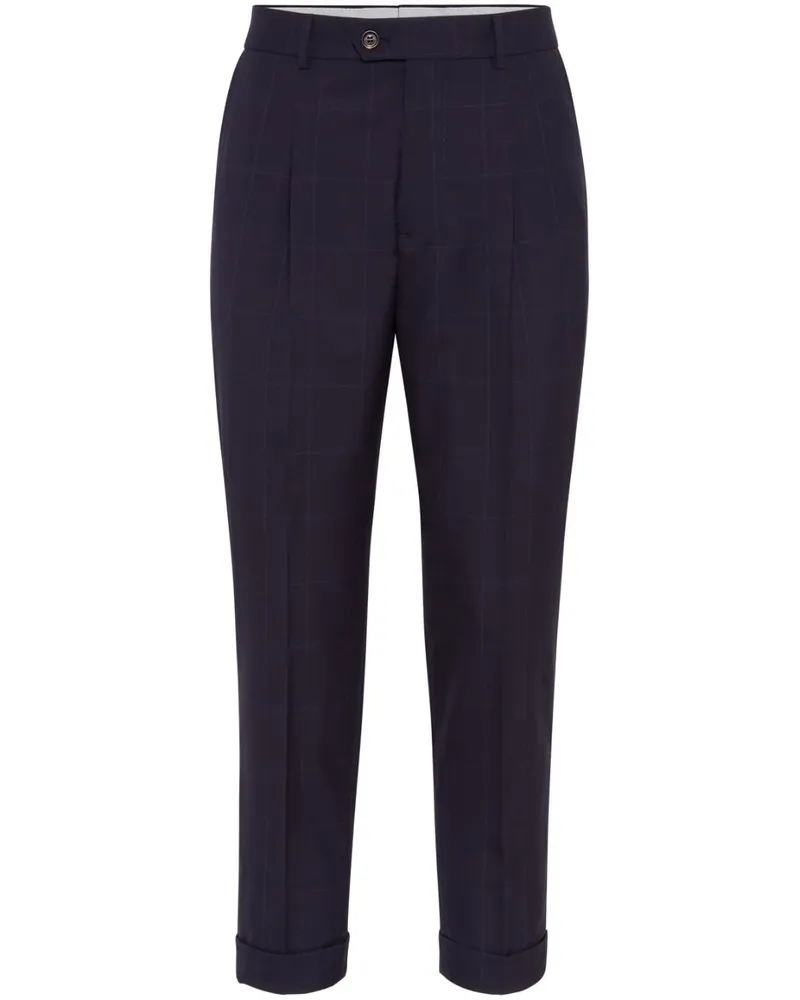 Brunello Cucinelli Hose mit Karomuster - Blau Blau